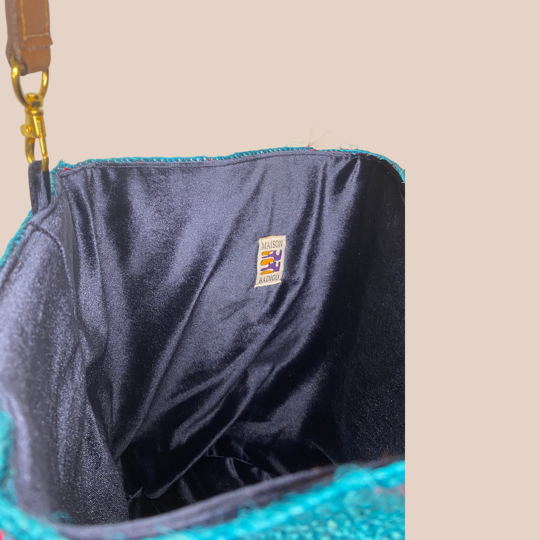 SAC REINA VELOUR BLEU MARINE