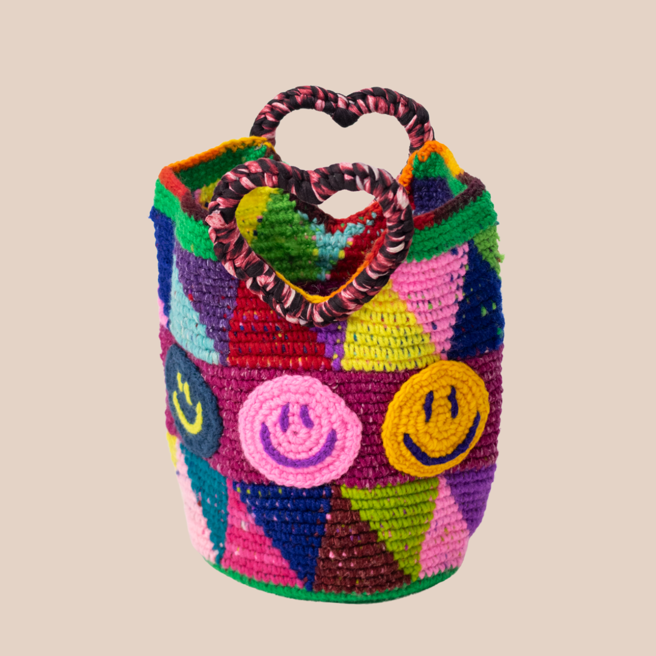 sac en crochet fait main motifs smiley