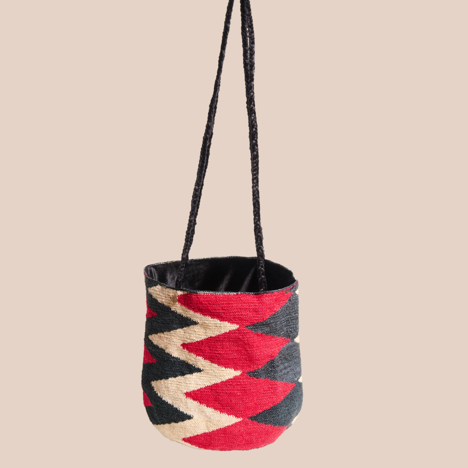 Sac Enamorada VELOURS NOIR, ROUGE & BEIGE