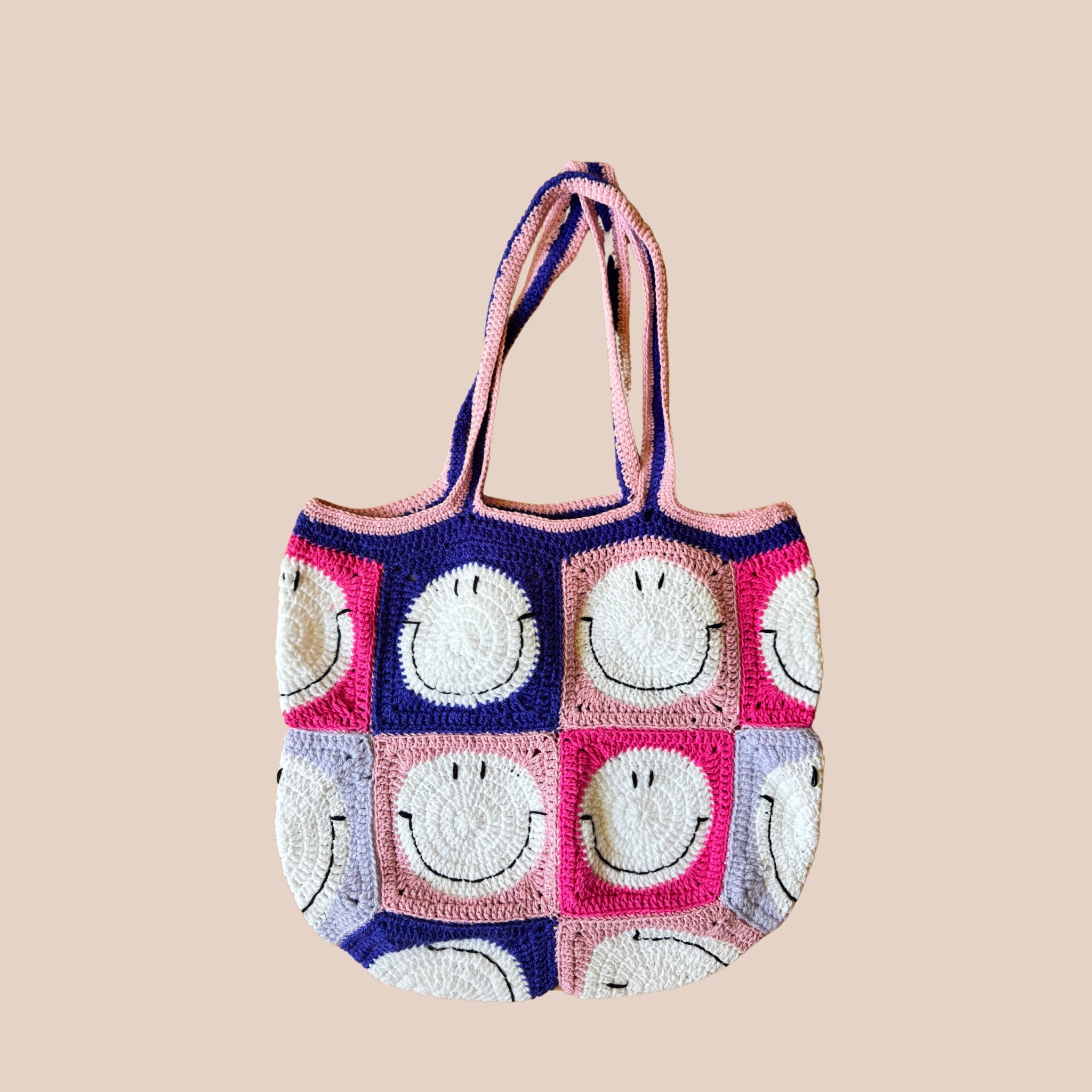 SAC EN CROCHET MALLAS SMILEY ROSE