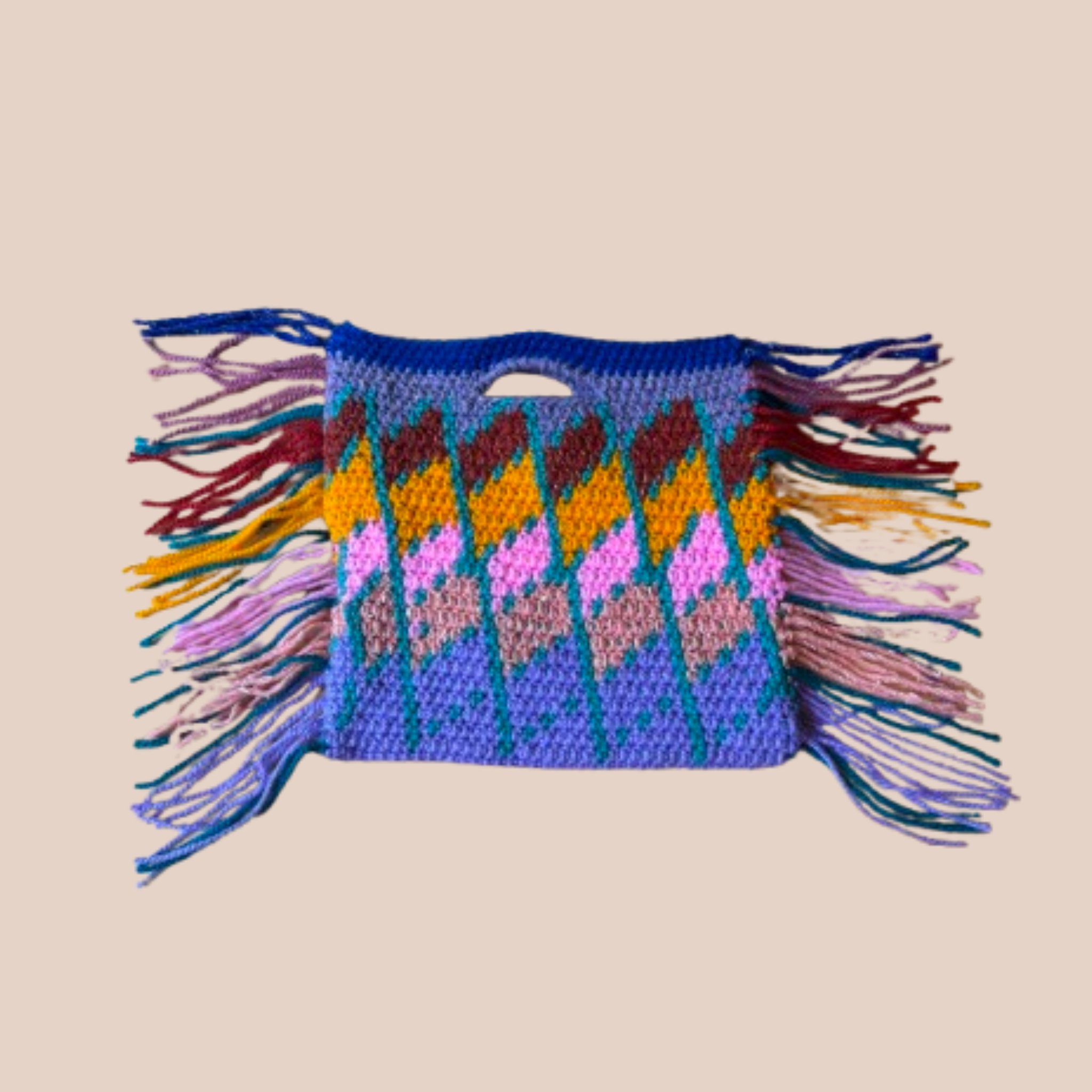 Pochette en crochet Flecos violet, orange