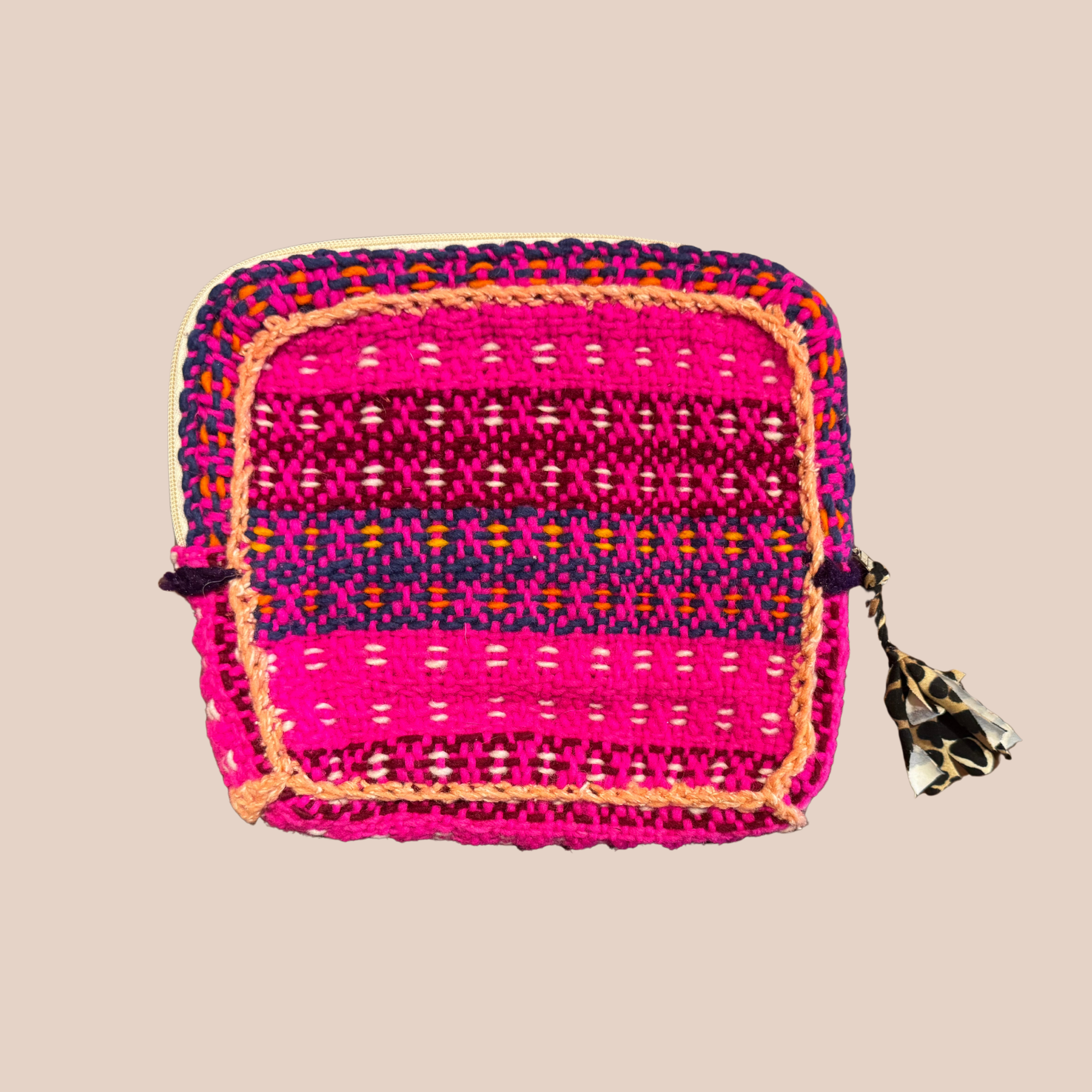 Pochette Smiley, pochette en laine crocheté
