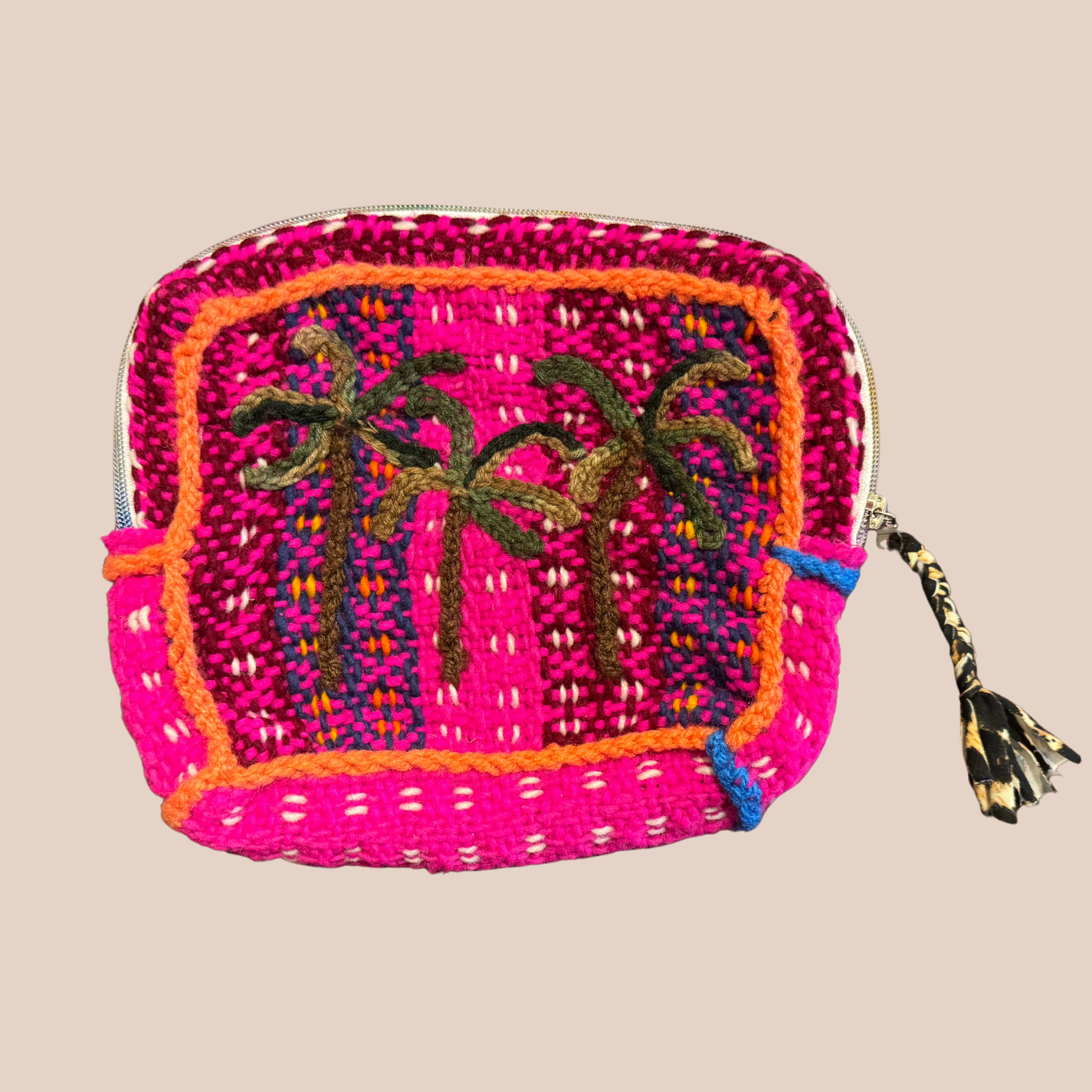 Pochette Palmeras, pochette en laine crocheté