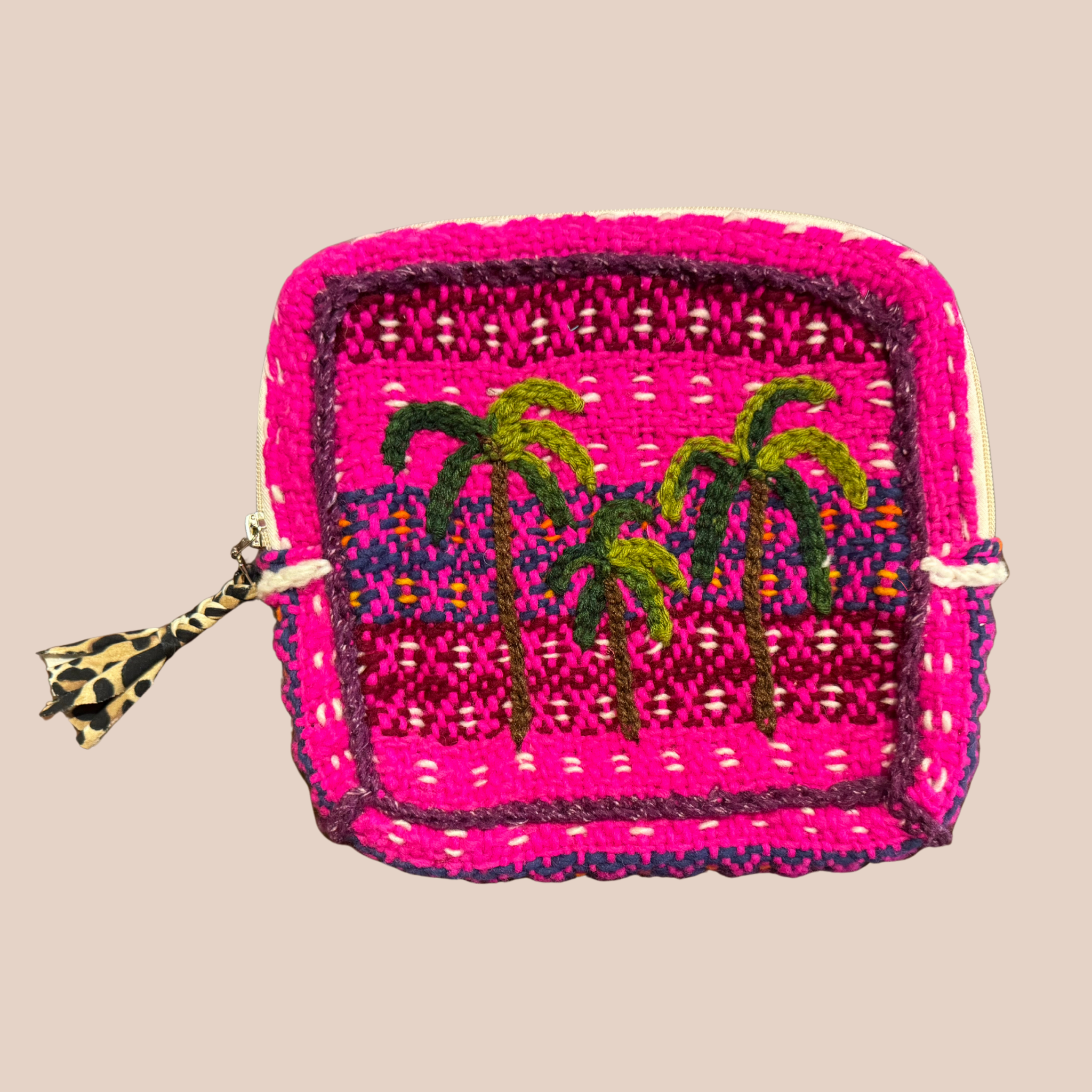 Pochette Palmeras, pochette en laine crocheté