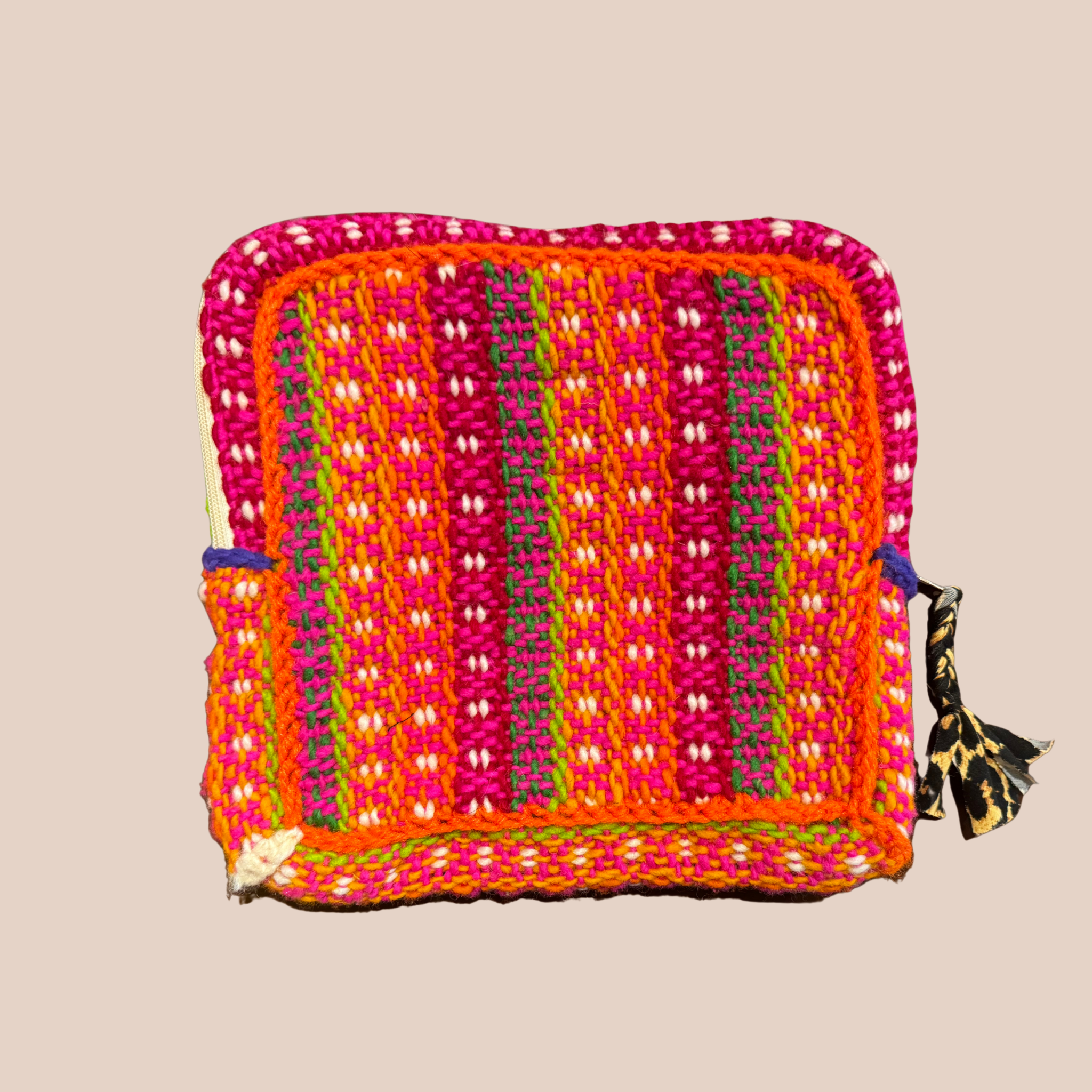 Pochette Palmeras, pochette en laine crocheté