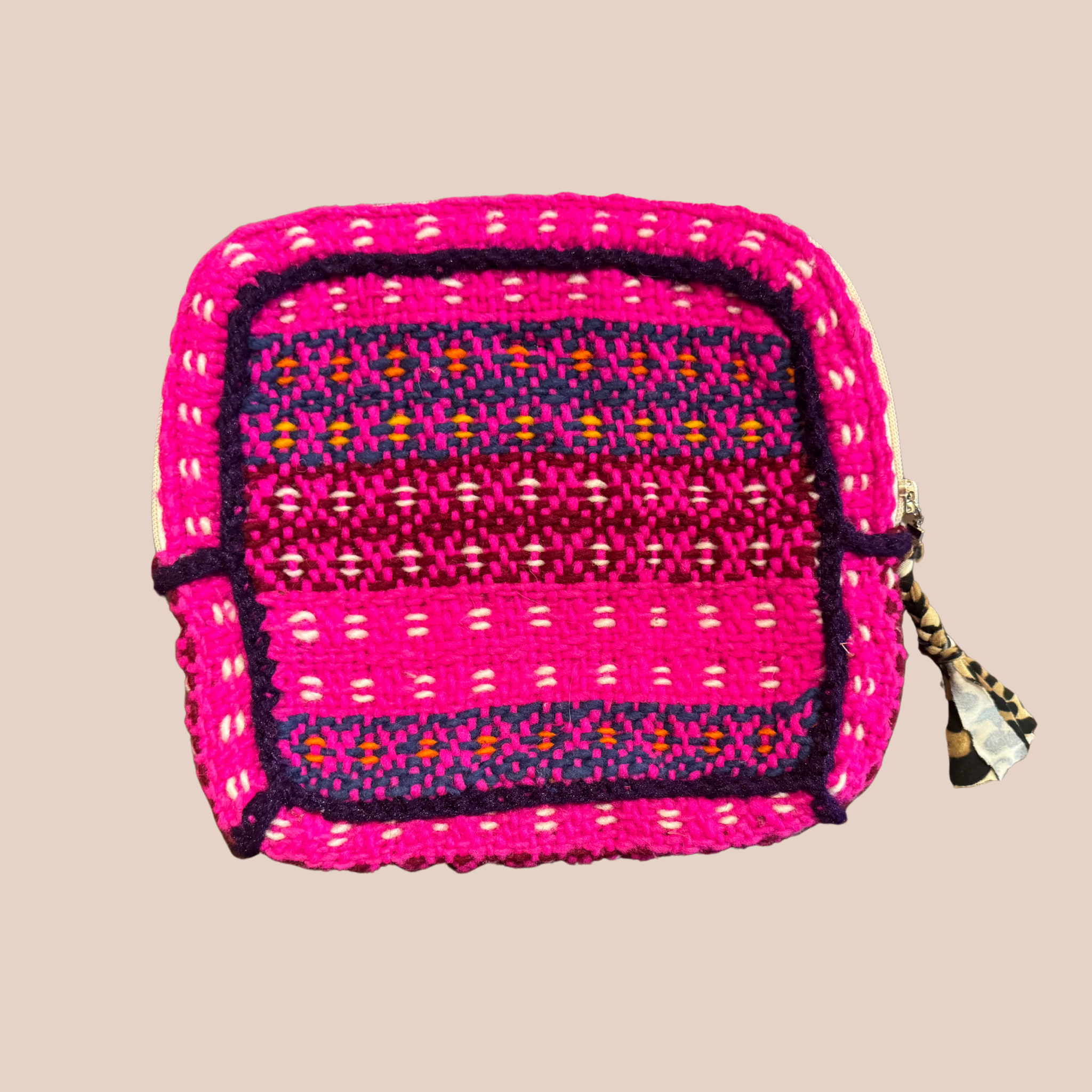 Pochette Palmeras, pochette en laine crocheté