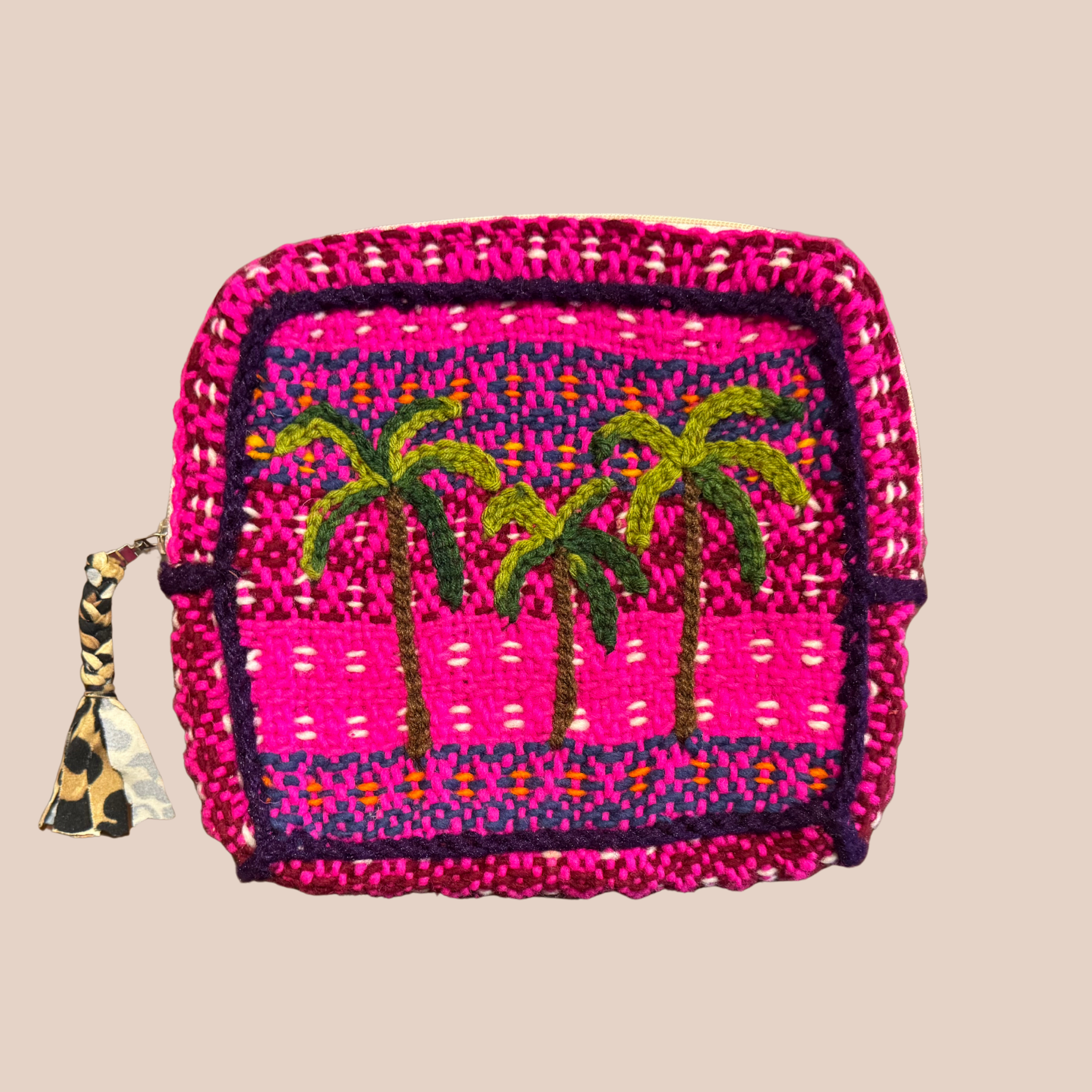 Pochette Palmeras, pochette en laine crocheté
