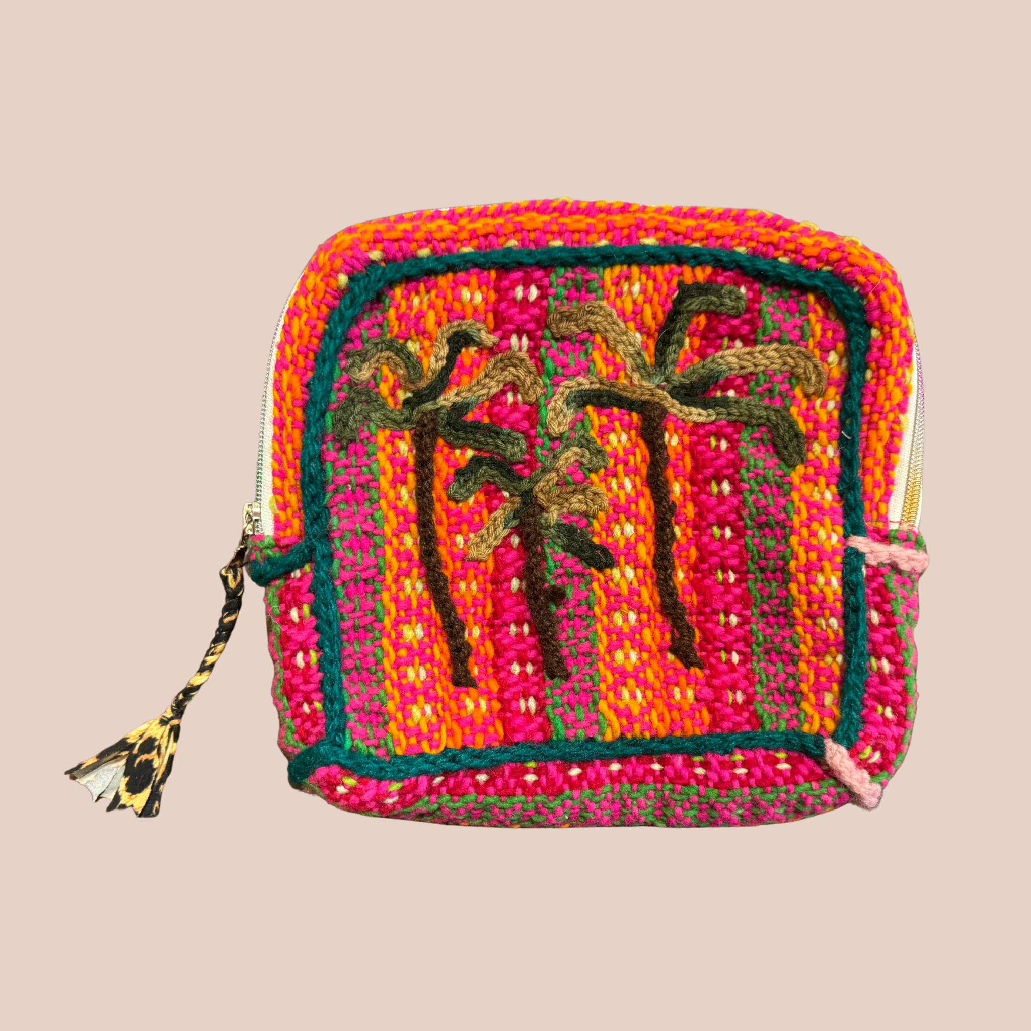 Pochette Palmeras, pochette en laine crocheté