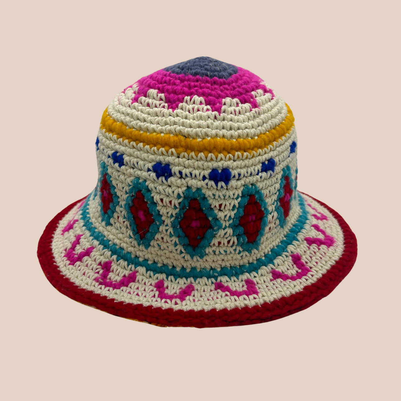 Image d'un bucket hat LEO de Maison Badigo, un bucket hat coloré fabrique en coton et accrylique avec doublure palmiers