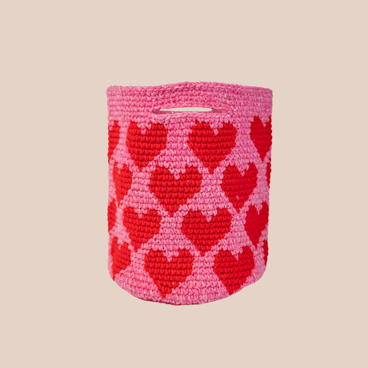 Image du sac Corazon rose et rouge de Maison Badigo , sac avec des coeurs tendance et unique 