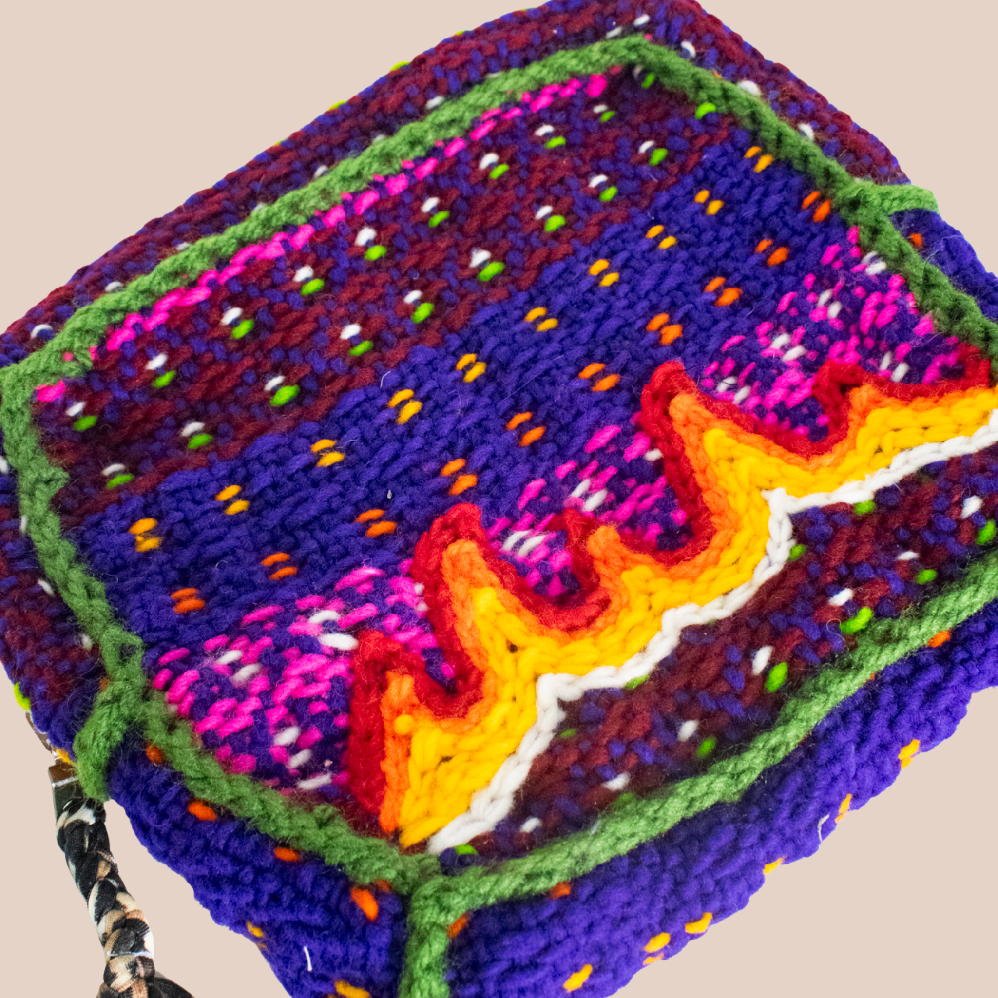 Pochette Feliz Llamas, pochette en laine crocheté