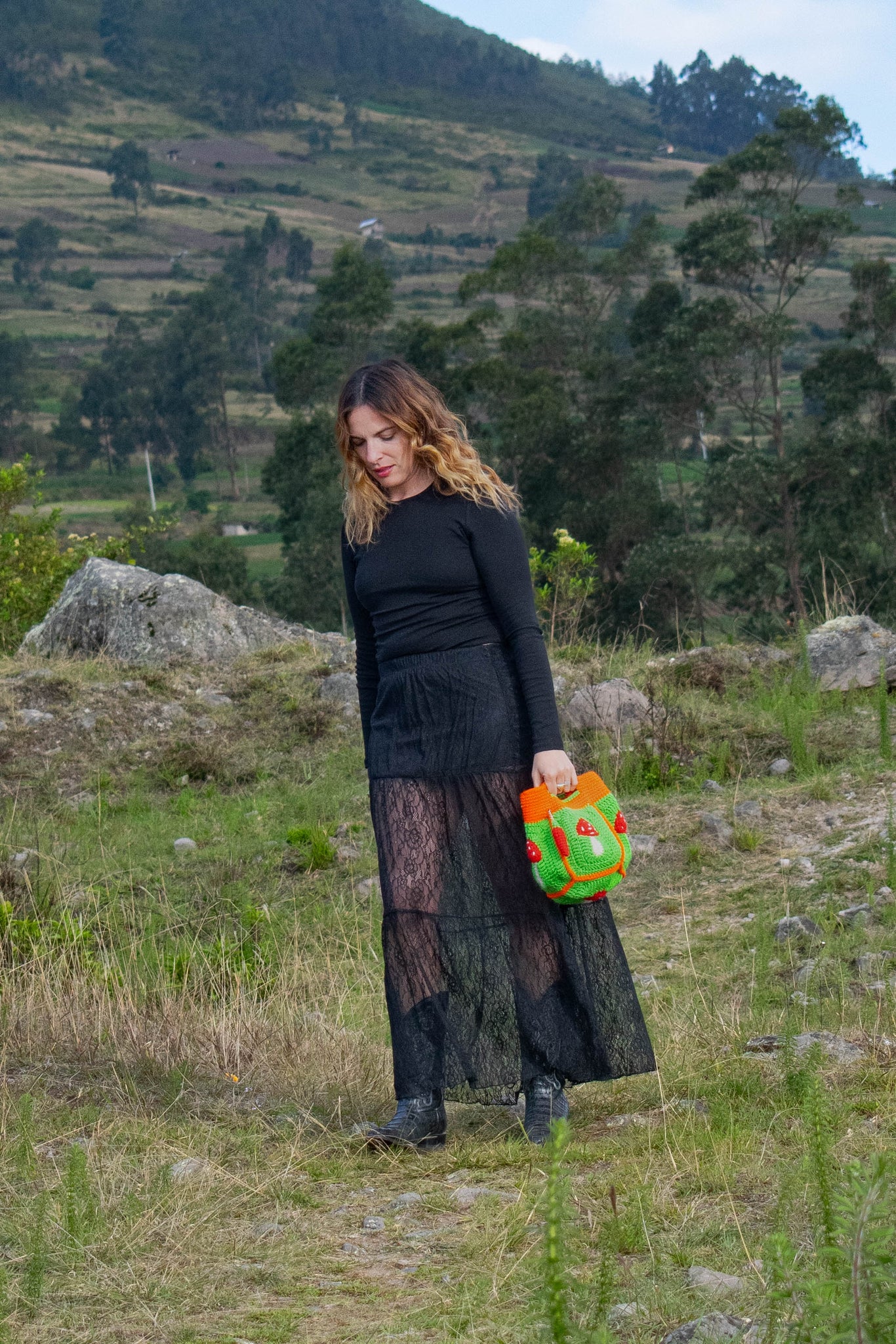 Sac Pimiento, sac en laine crocheté