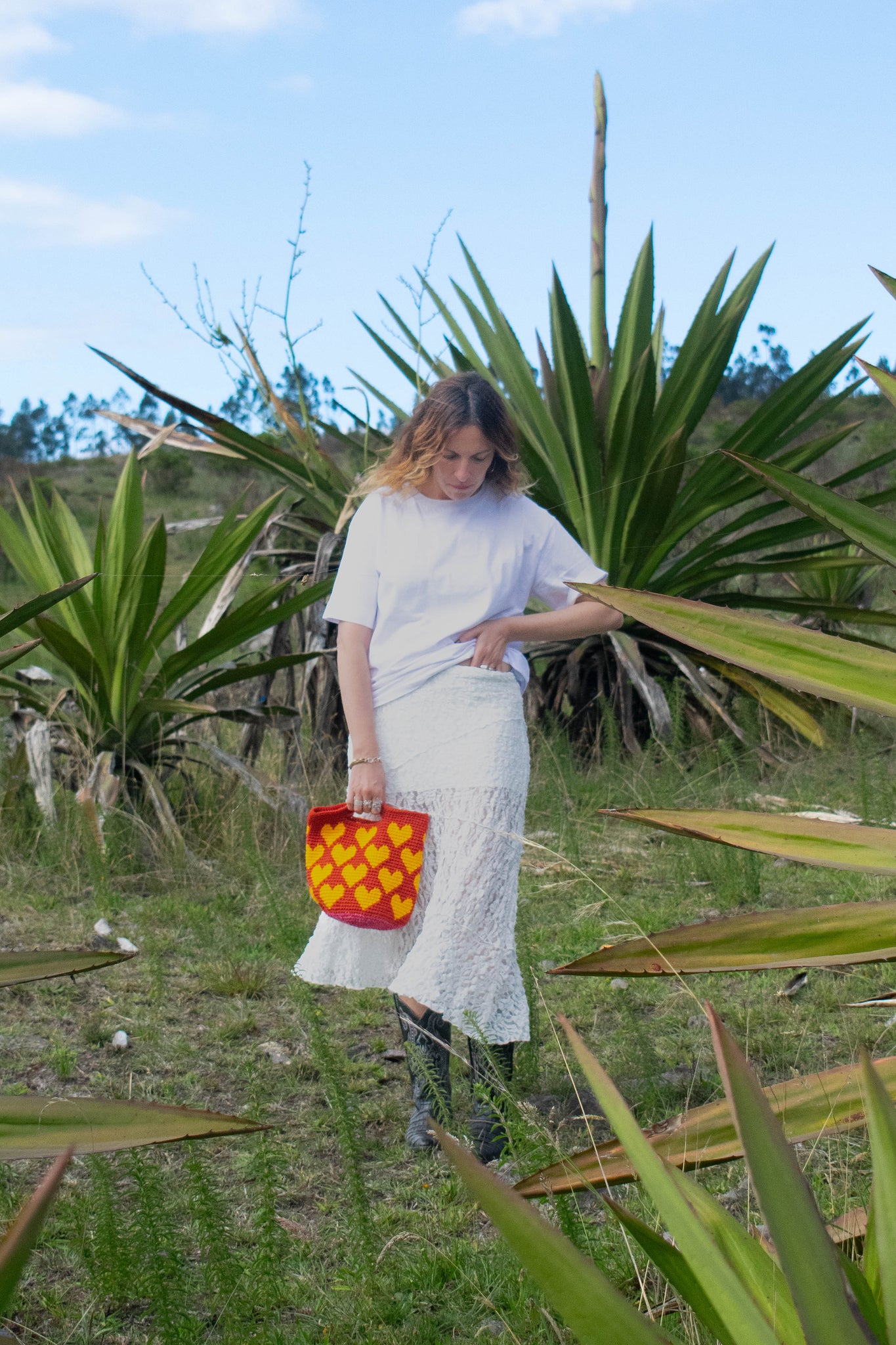 Sac Sahara Hearts, sac en laine crocheté