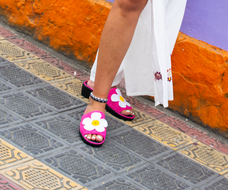 handmade pink mules