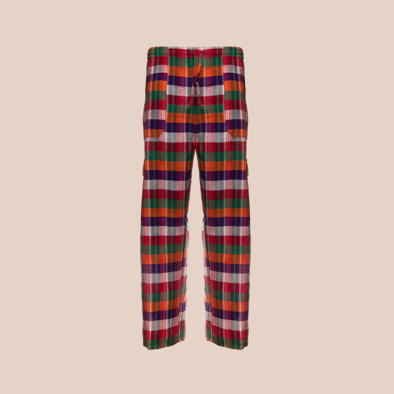 Image d'un pantalon a imprimé rayures , pantalon tendance en coton organique arborant des couleurs vives et audacieuses