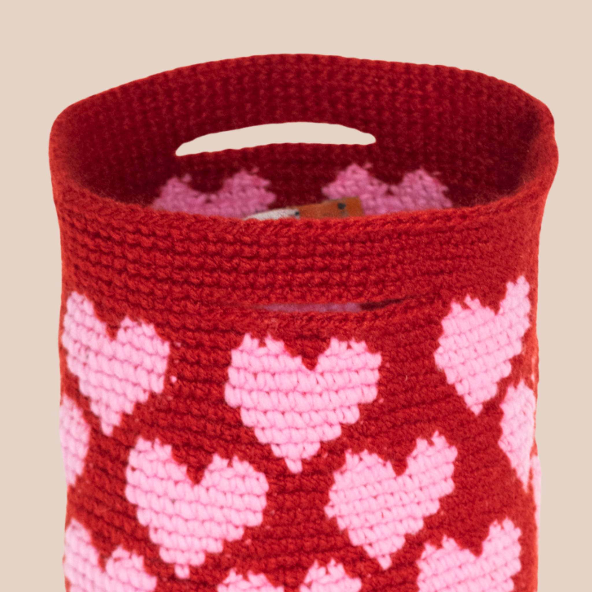Sac Pink Hearts, sac en laine crocheté
