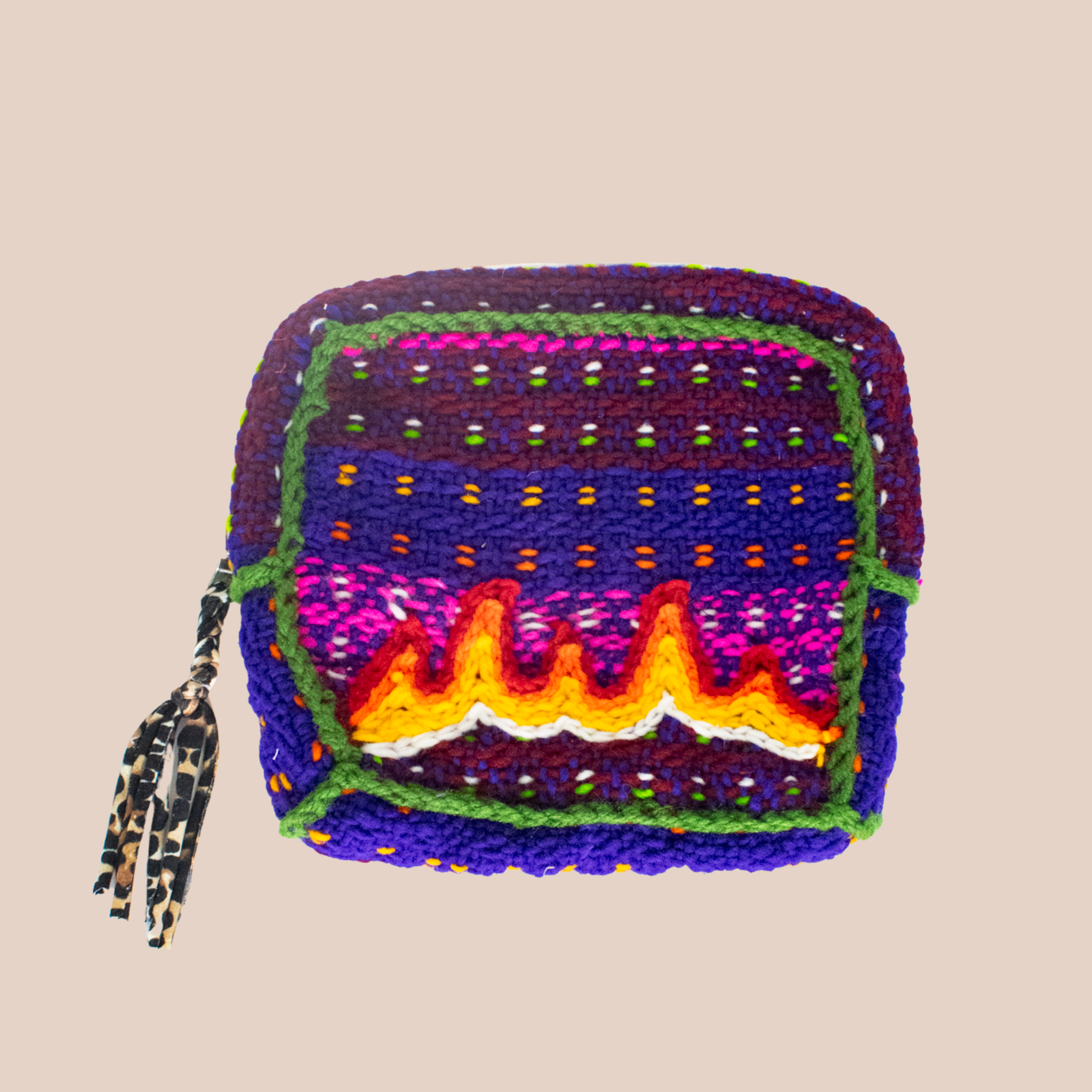 Pochette Feliz Llamas, pochette en laine crocheté