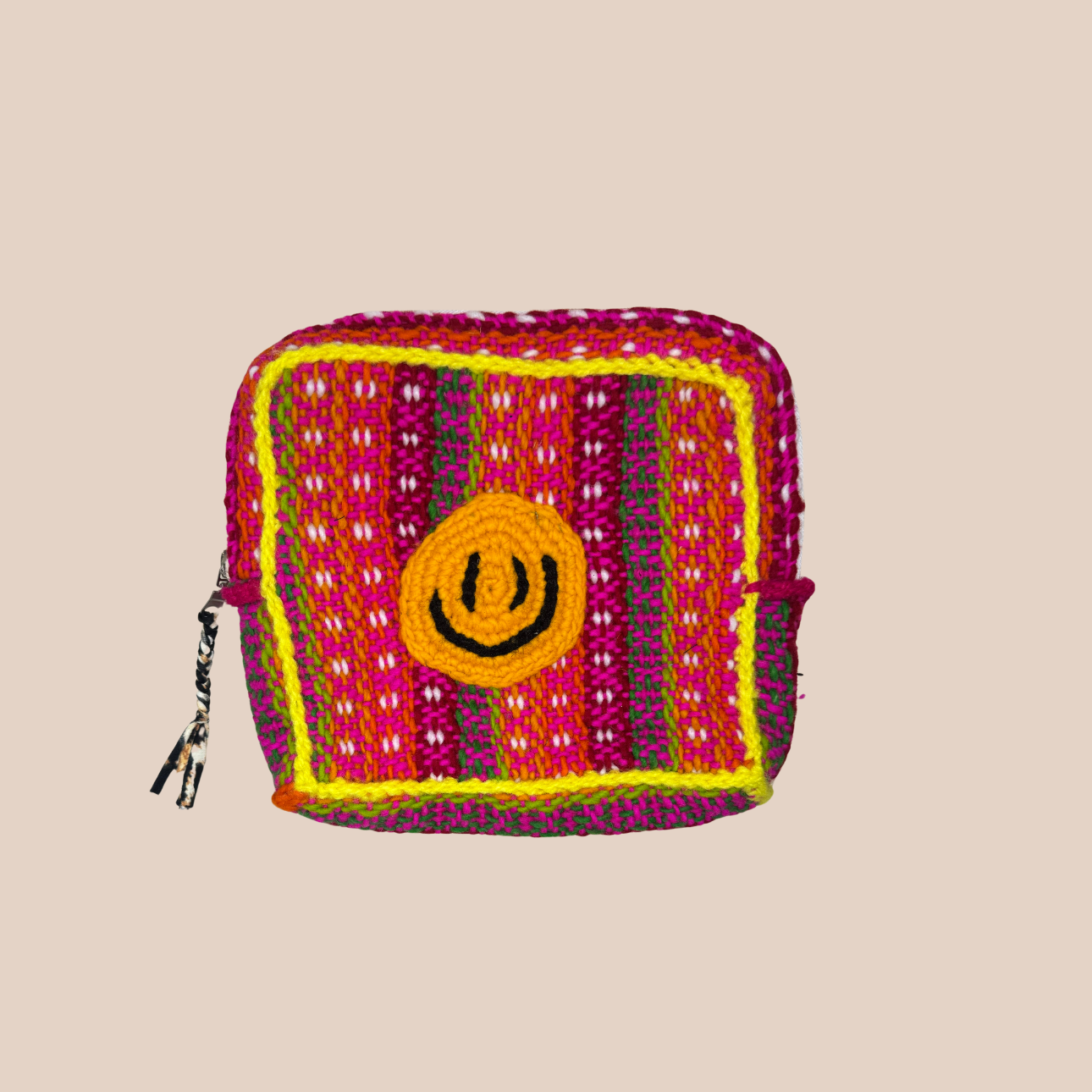 Image d'une pochette FELIZ de Maison Badigo, pochette coloré au motif smiley