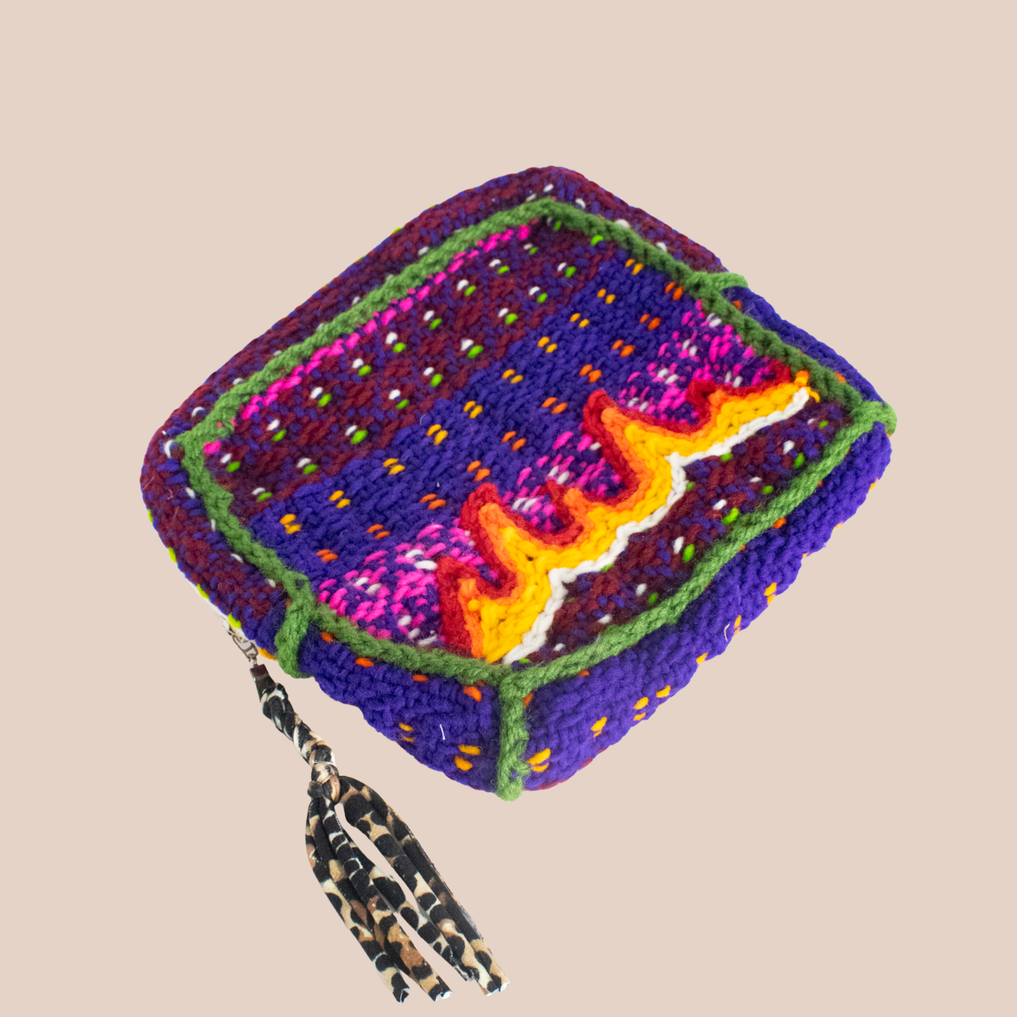 Pochette Feliz Llamas, pochette en laine crocheté