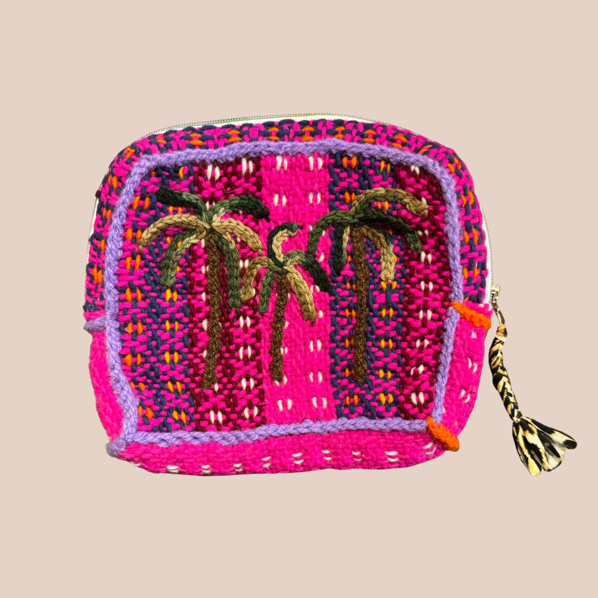 Pochette Palmeras, pochette en laine crocheté