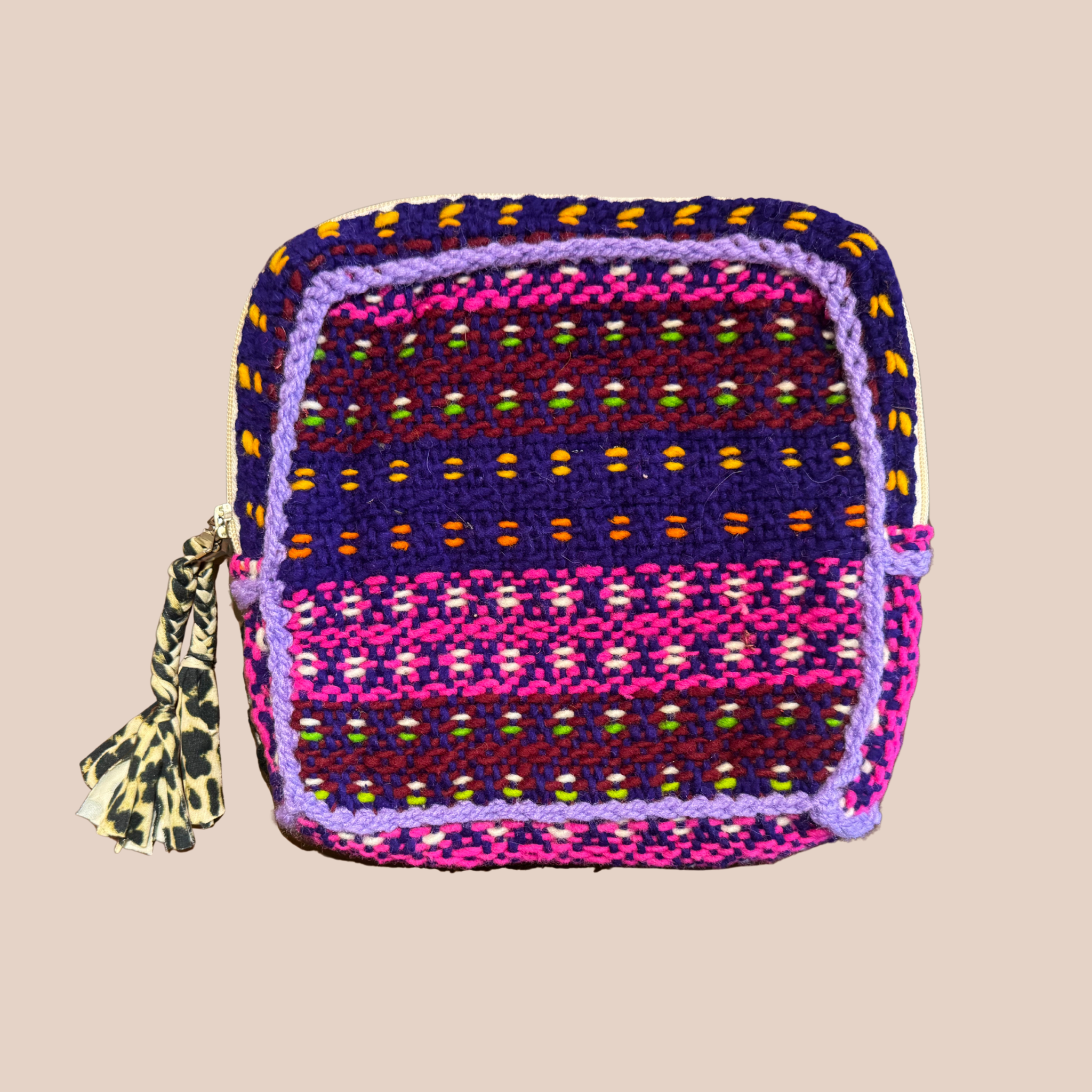 Pochette Smiley, pochette en laine crocheté