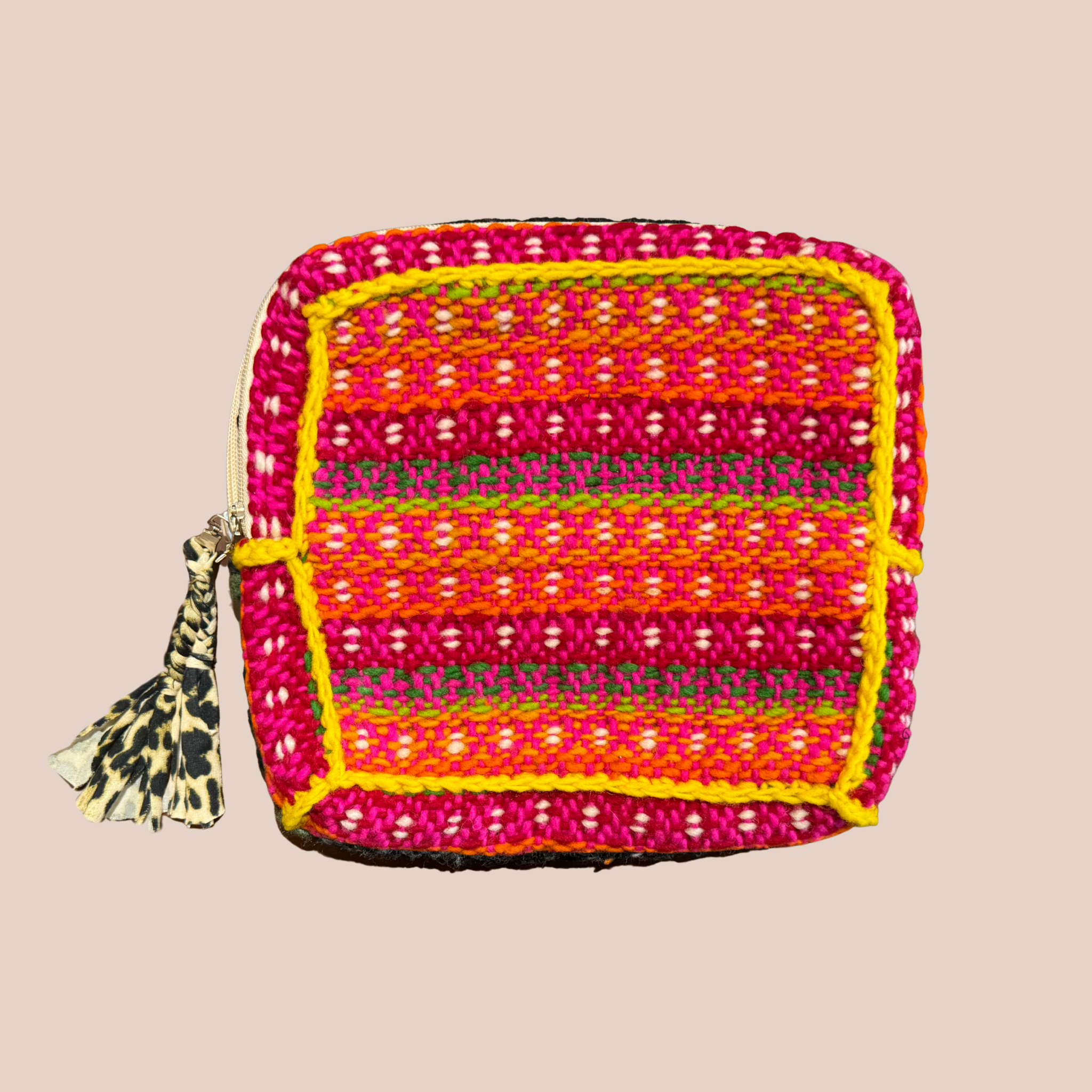 Pochette Smiley, pochette en laine crocheté