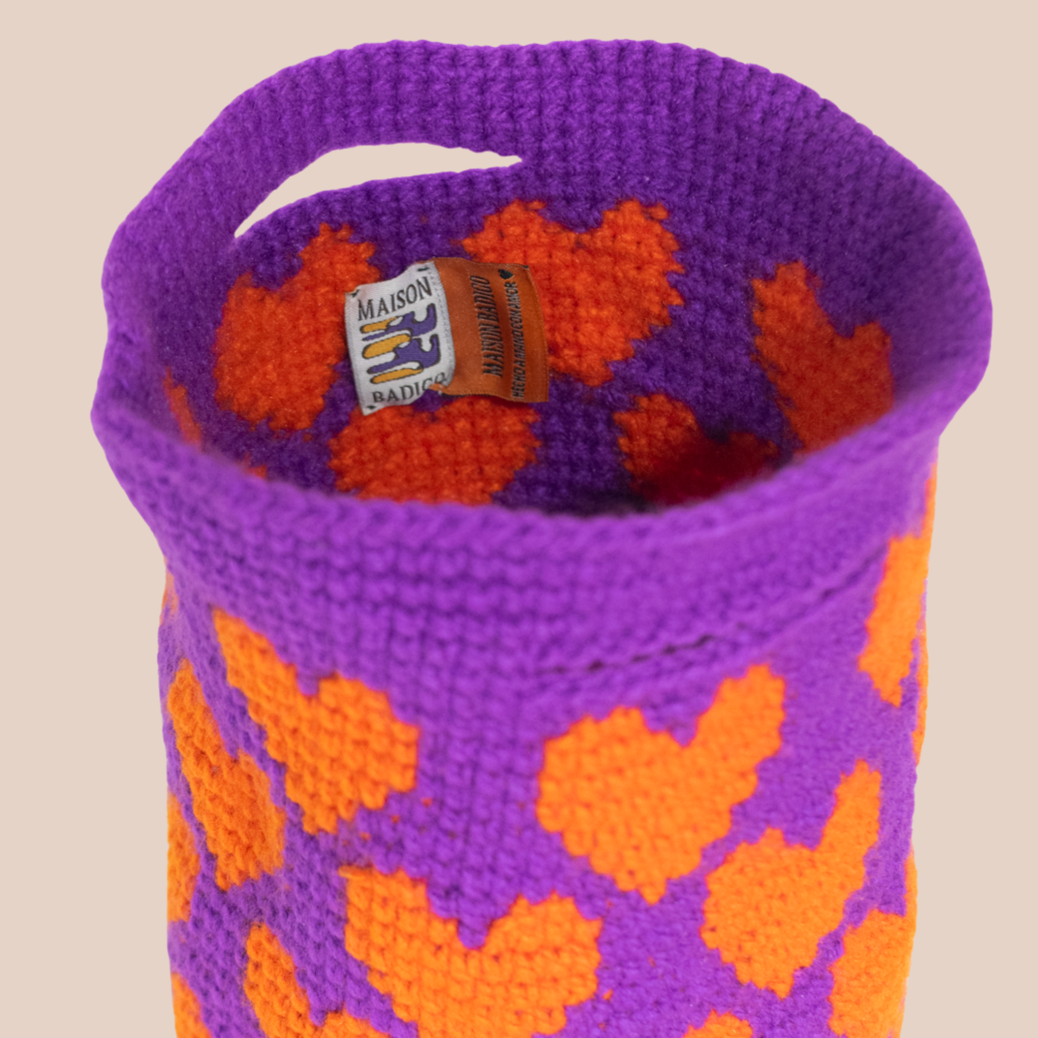 Sac Purple Hearts, sac en laine crocheté