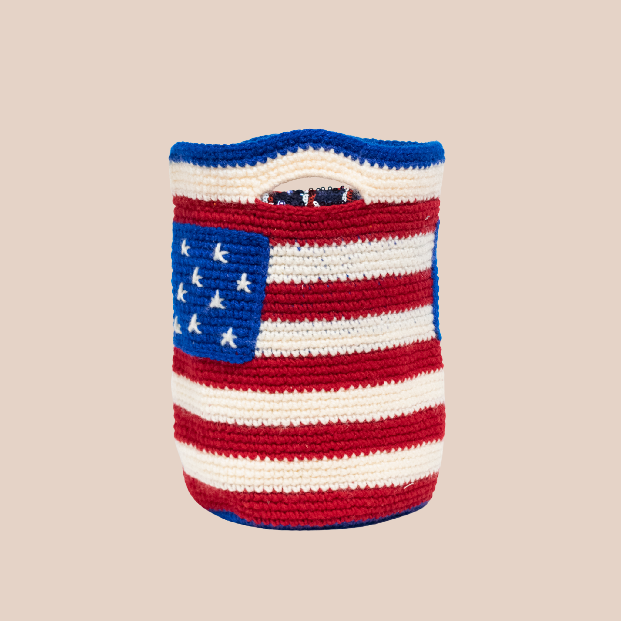 Sac USA, sac en laine crocheté